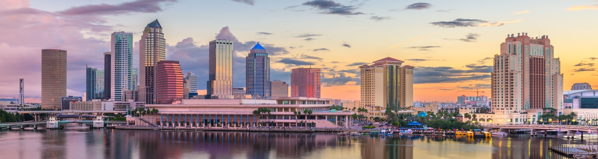 Tampa, Florida, USA downtown skyline on the ba